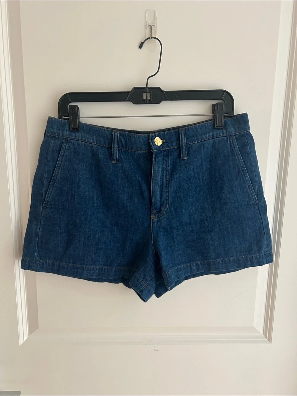 J. Crew Indigo Denim Shorts with Gold Button